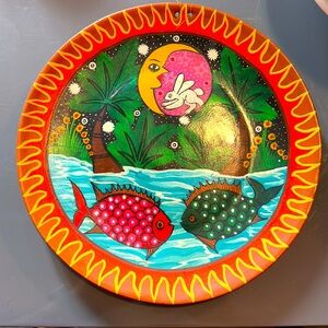 Hand Made Mexican Art Bowl From Puerto Vallarta 10 inch